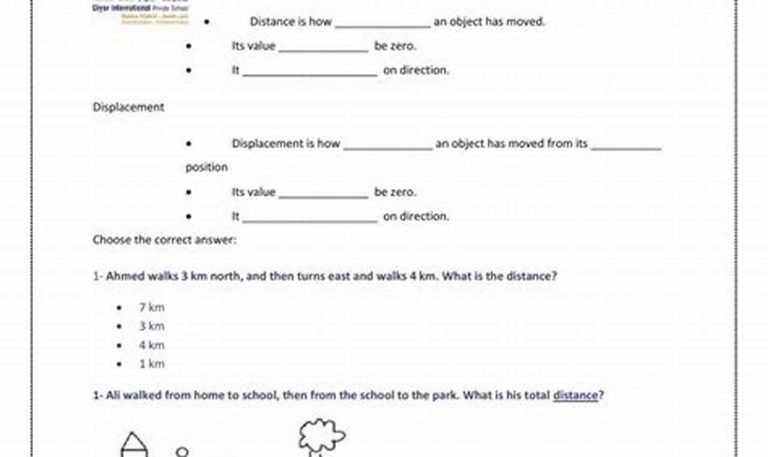 Distance And Displacement Worksheet