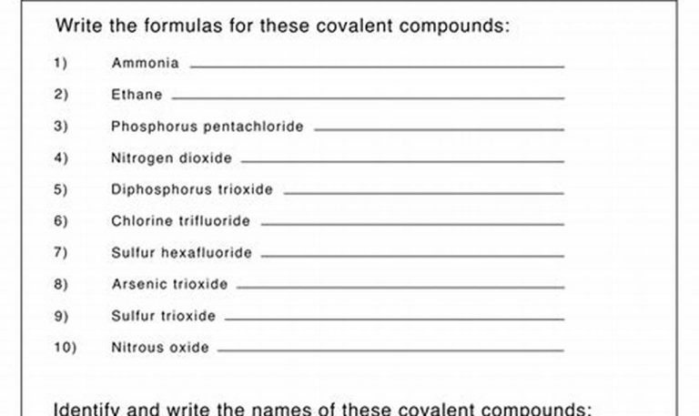 Name Covalent Compounds Worksheet