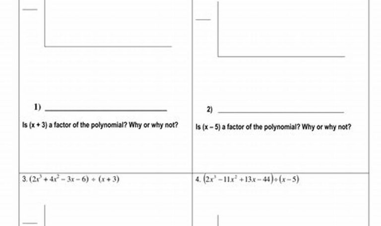 Synthetic Division Worksheet