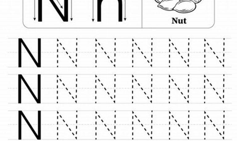 Tracing Letter N Worksheet