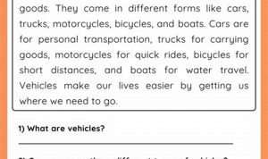 Transportation Reading Comprehension Worksheets