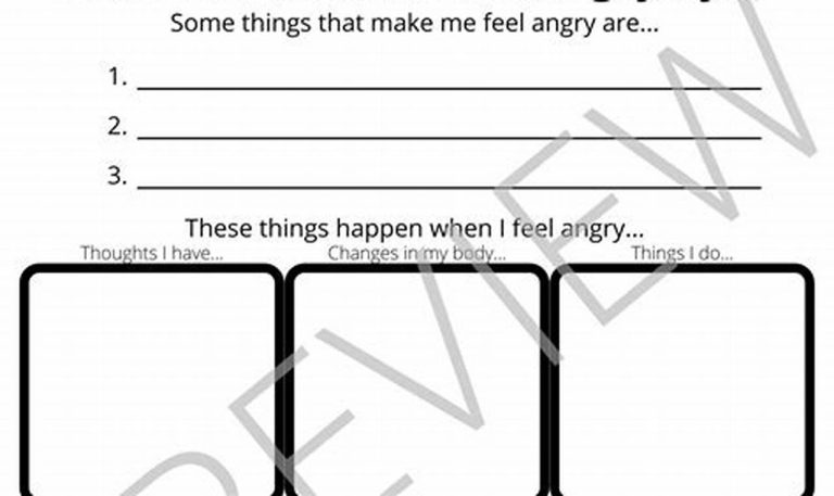 Anger Worksheets For Kids