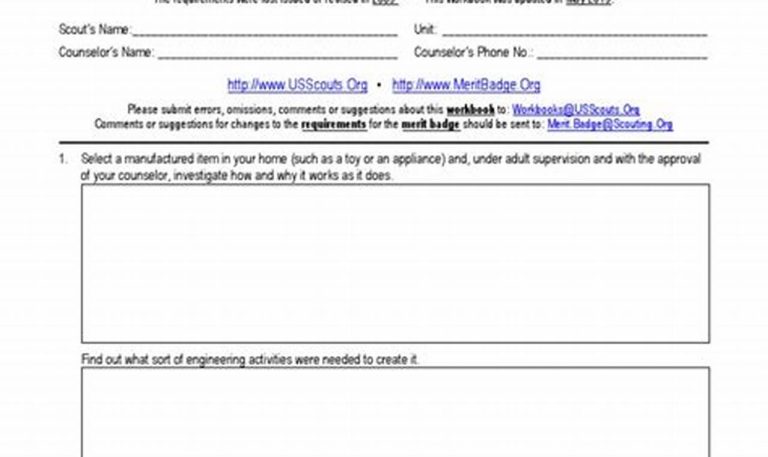 Engineering Merit Badge Worksheet