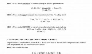 Stoichiometry Solutions Worksheet