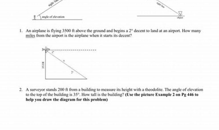 Angles Of Elevation And Depression Worksheet