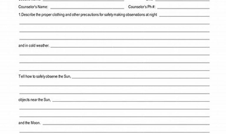 Astronomy Merit Badge Worksheet