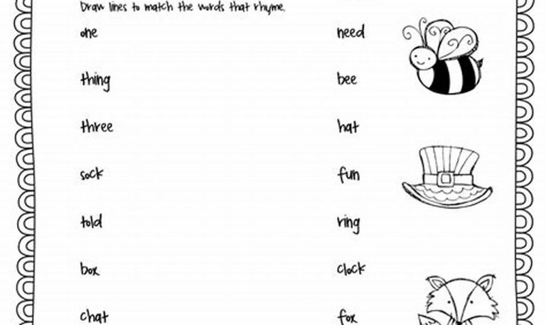 First Grade Rhyming Words Worksheet For 1st Grade