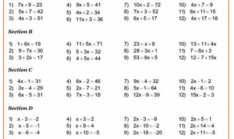 Year 7 Maths Worksheets With Answers