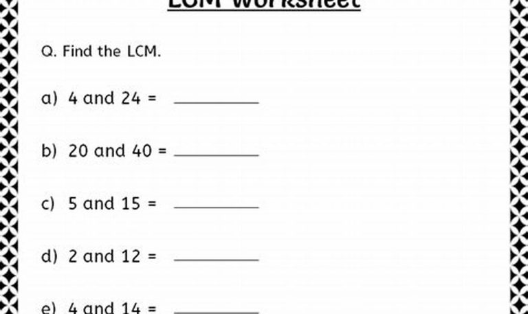 Lcm Worksheets Grade 4