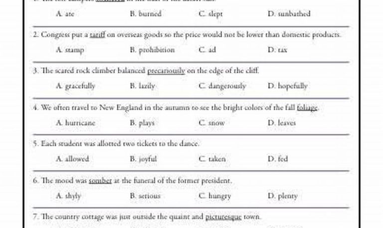 7th Grade Grade 7 Context Clues Worksheets