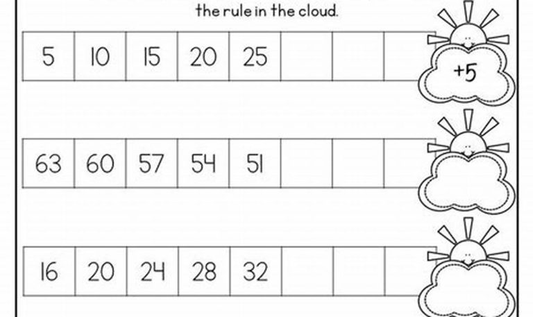 Number Patterns Worksheets Grade 2