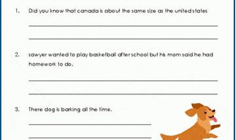 5th Grade Sentence Editing Worksheets