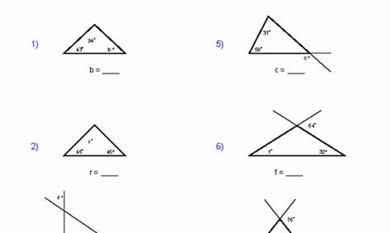 8th Grade Angles In A Triangle Worksheet