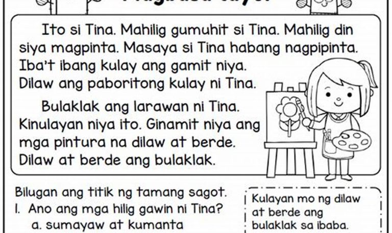 Grade 1 Reading Worksheets Tagalog