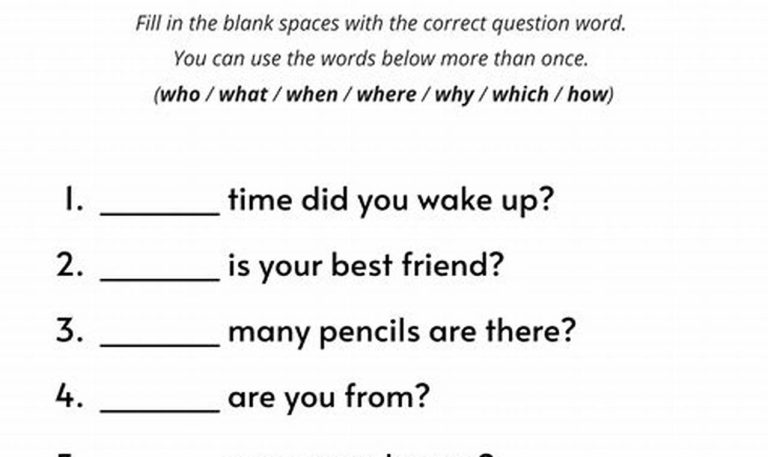 Wh Questions Worksheets With Answers