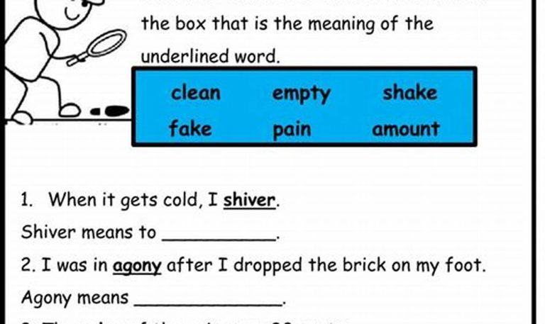 2nd Grade Context Clues Worksheets