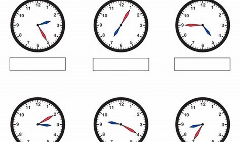 Telling Time To The 5 Minute Worksheets