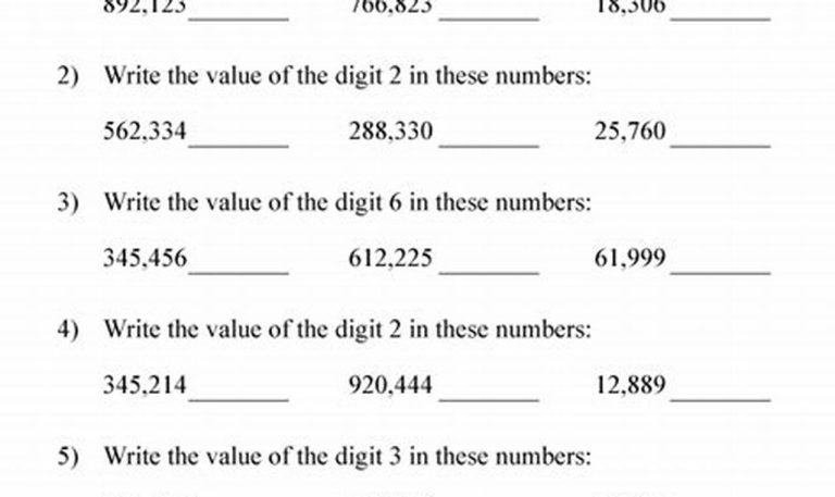 6th Grade Grade 6 Math Place Value Worksheets