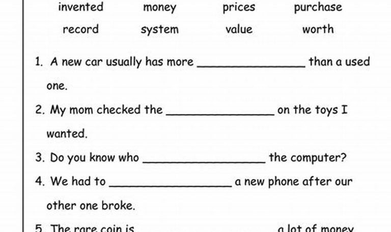 Vocabulary Worksheets For Grade 7