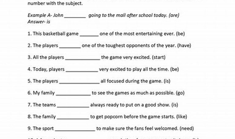 Subject Verb Agreement Worksheets For Grade 8