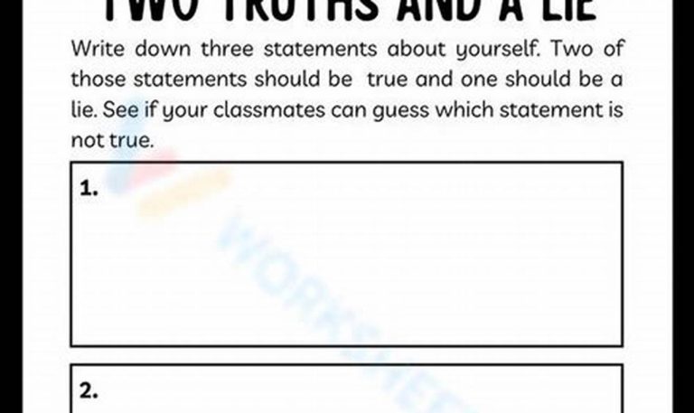 Printable Two Truths And A Lie Worksheet