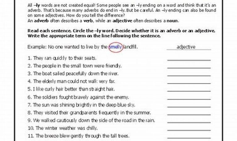 Adverbs And Adjectives Worksheets For Grade 4