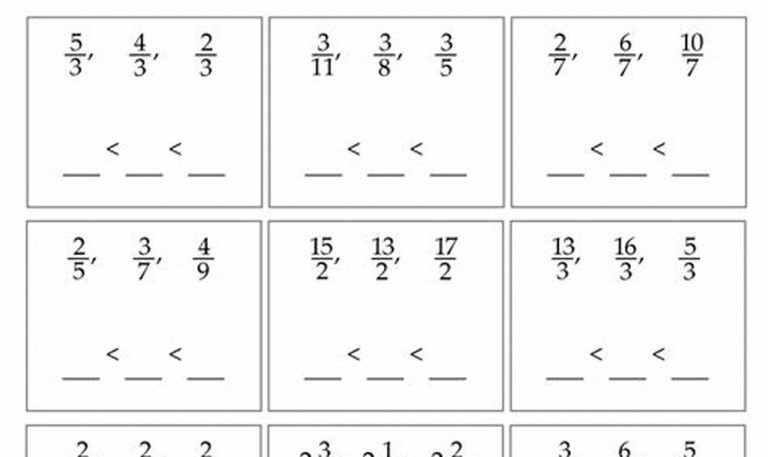 Ordering Fractions From Least To Greatest Worksheet