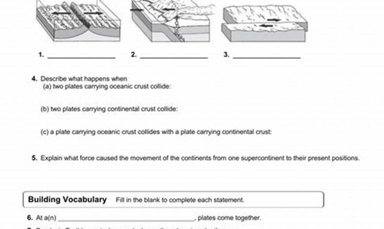 Plate Tectonics Worksheet Answer Key