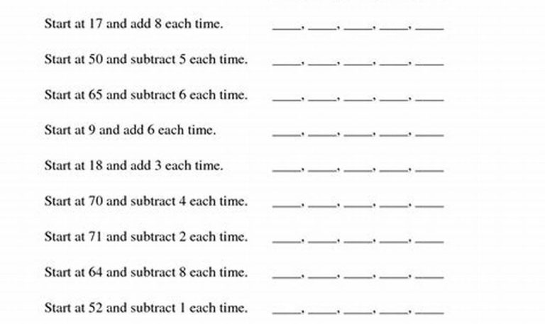 Number Sequence Worksheets Grade 5