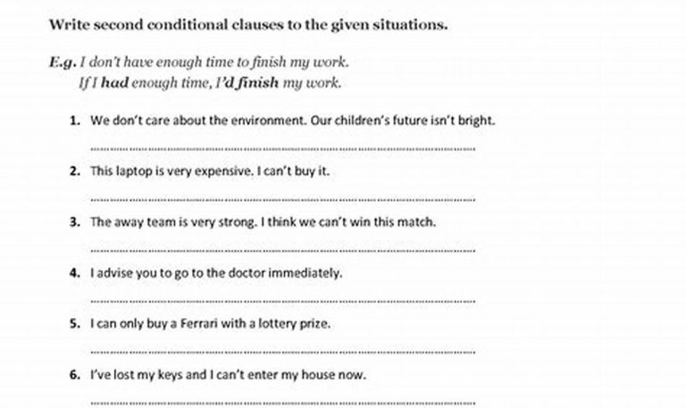 Second Conditional Worksheets With Answers