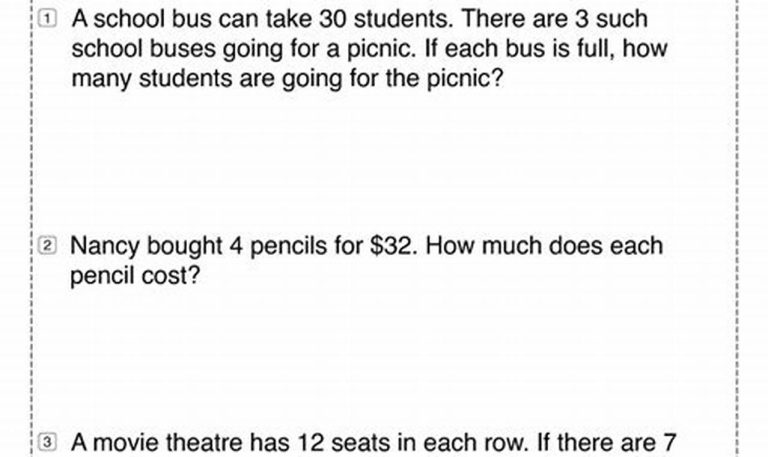 5th Grade Multiplication And Division Word Problems