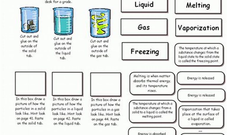 States Of Matter Worksheet 8th Grade Answers