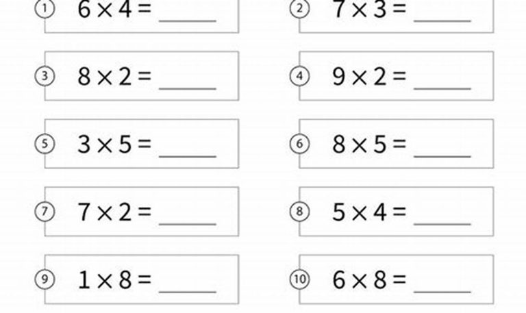 Multiplication 2nd Grade Math Worksheets