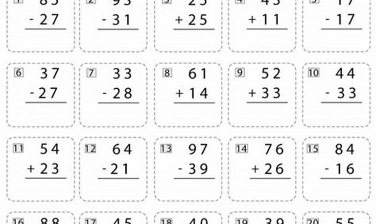 Second Grade Addition And Subtraction Worksheets For Grade 2