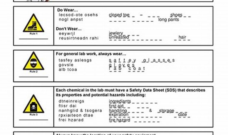 Word Scramble Worksheet Answers Zombie College The 5 Rules Of Safety Answers