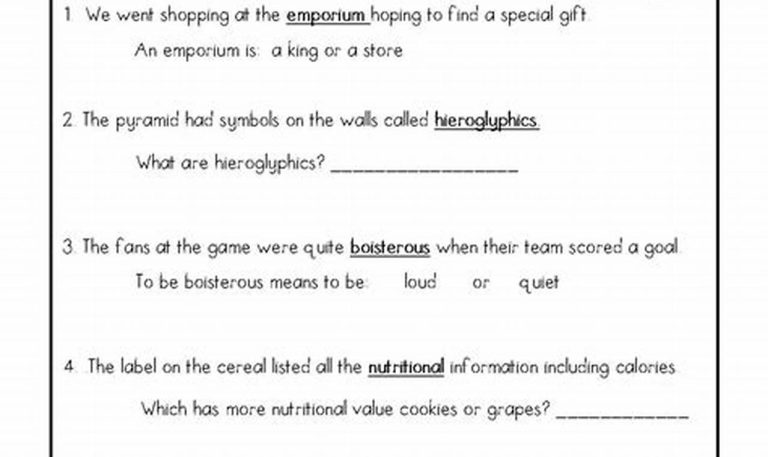 Fourth Grade Context Clues Worksheets 4th Grade