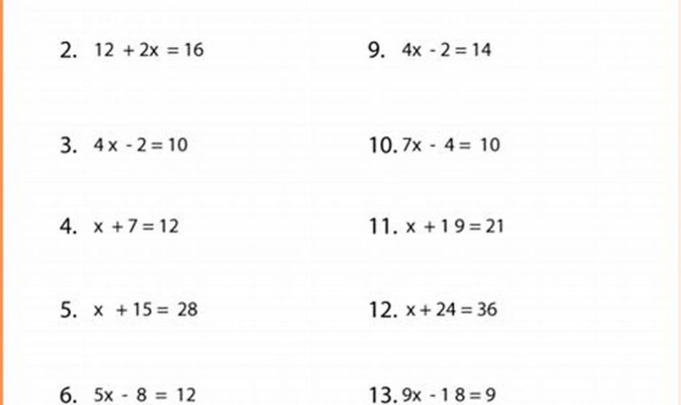 Basic Algebra Worksheets For Grade 6