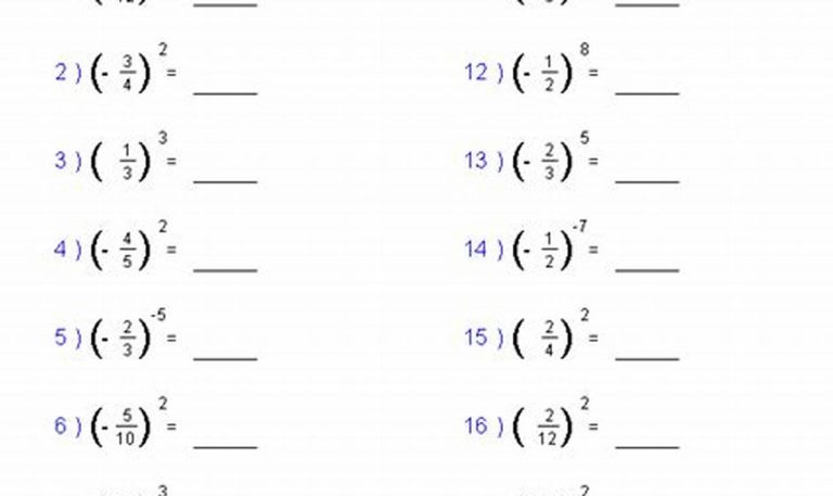 Exponents Worksheets Grade 7