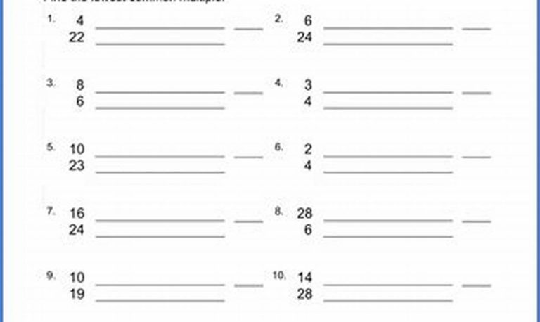 Lcm Worksheets 5th Grade