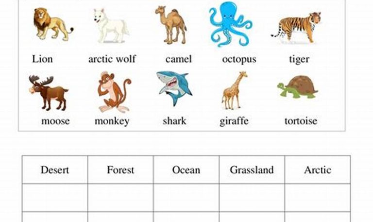 Grade 1 Animals Habitat Worksheet