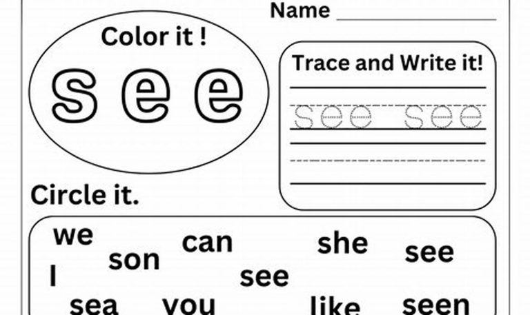 Sight Word Worksheets See