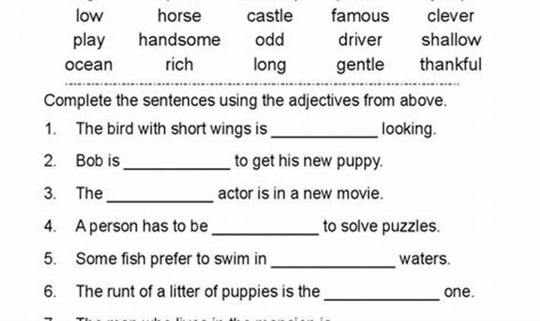 English Worksheets For Grade 5 With Answers