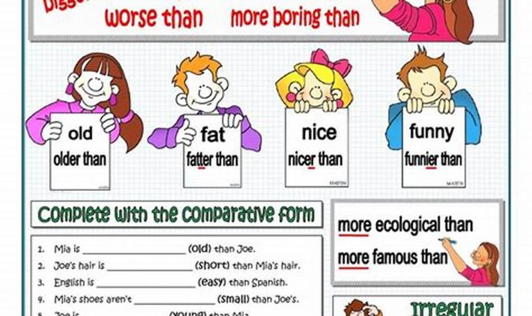 Comparative Adjectives Worksheet Food