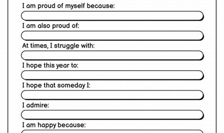 Self Esteem Worksheets For Women