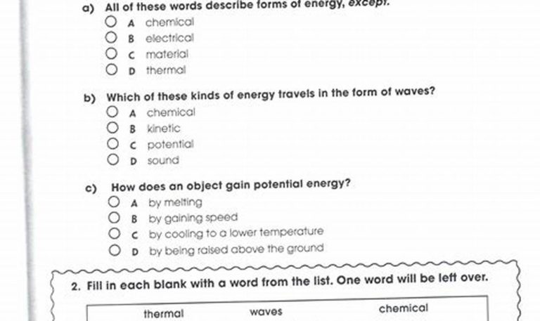 Fourth Grade Energy 4th Grade Worksheets