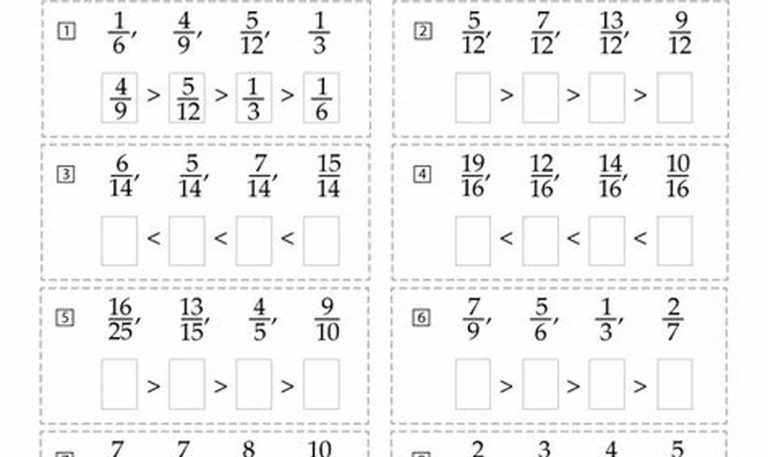 Worksheet 5th Grade Ordering Fractions Worksheet