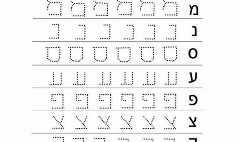 Printable Hebrew Alphabet Tracing Sheets