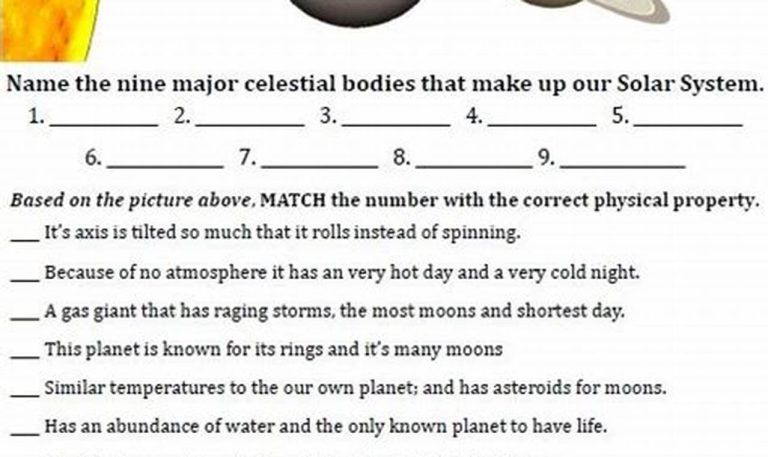 6th Grade Solar System Worksheets Grade 6