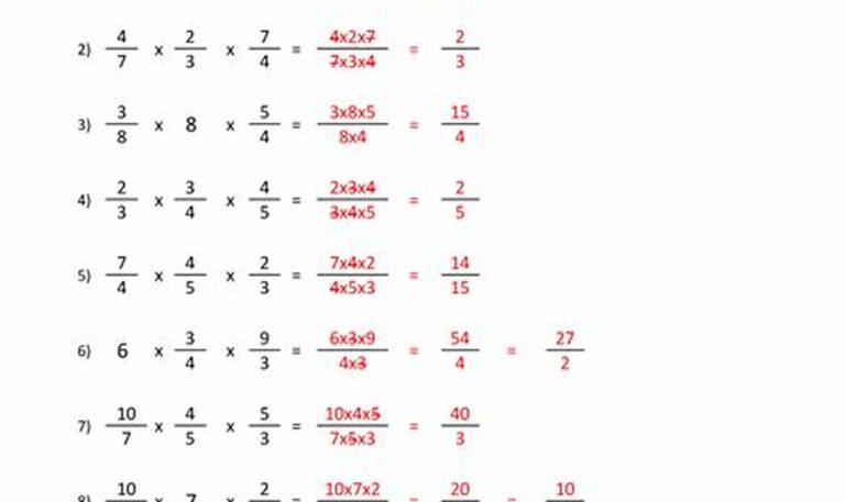 Multiplying Fractions Worksheets With Answers