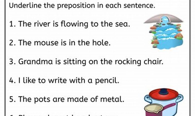 English Worksheets For Grade 2 Prepositions